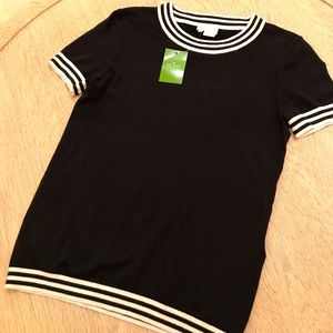 NWT Kate Spade Cashmere Blend Anabela Sweater Size Small Black And Ivory Striped